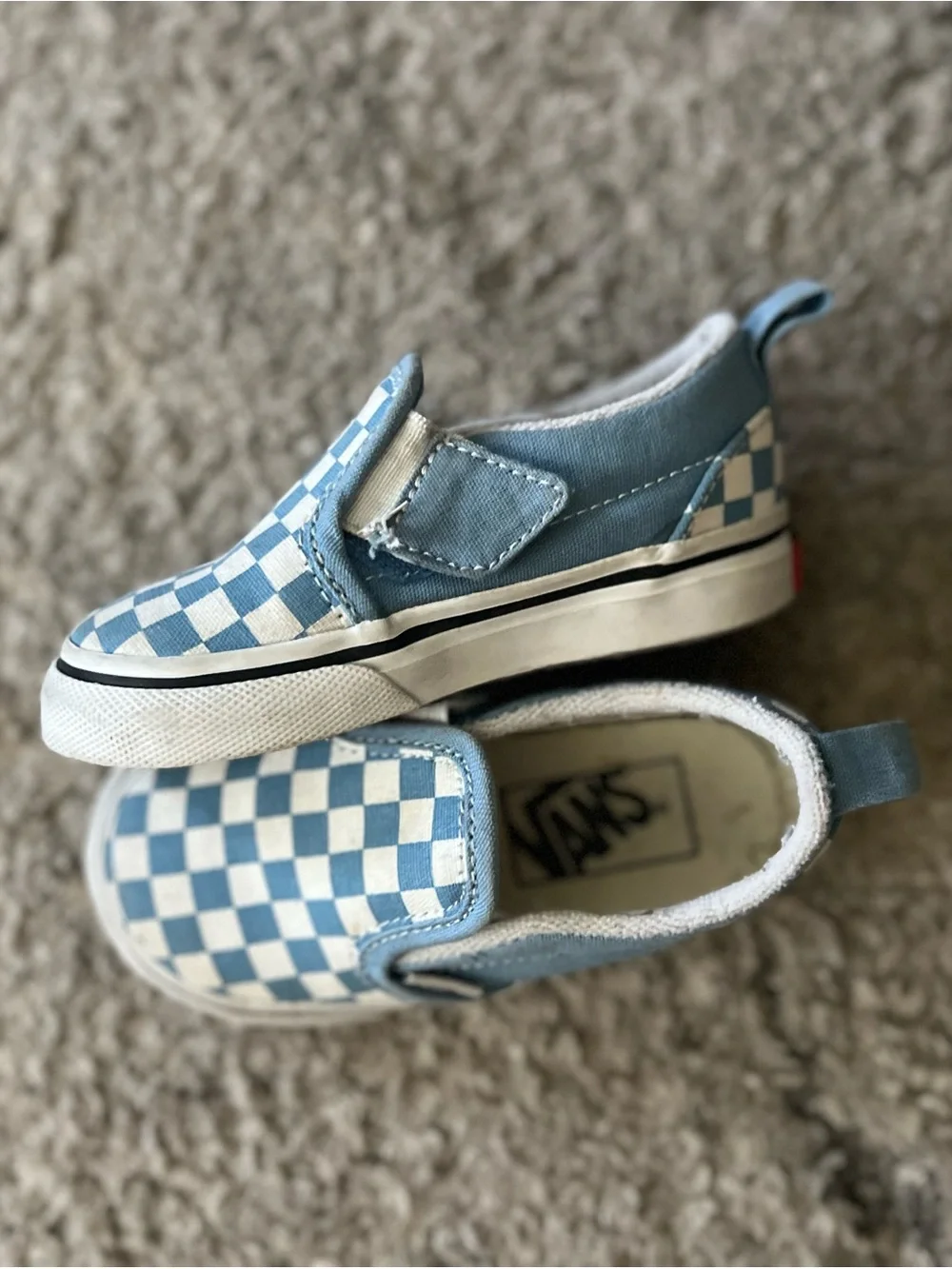 Vans Kids Checkerboard Slip-On Sneakers - Blue and White